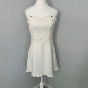 French Connection White Strapless Ruffle Mini Dress‎ Party Cocktail
